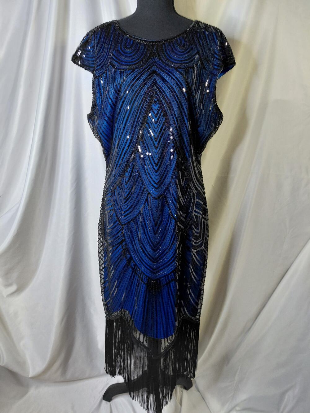BLACK AND BLUE FLAPPER DRESS